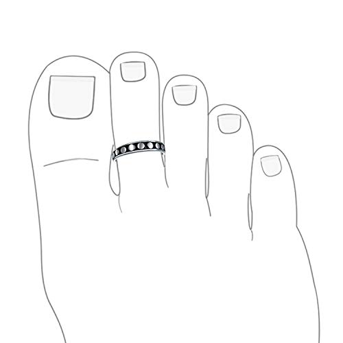 Bling Jewelry Bali Style Round Dot Midi Band Toe Ring For Women Oxidized .925 Silver Sterling Mid Finger Adjustable #TOP3