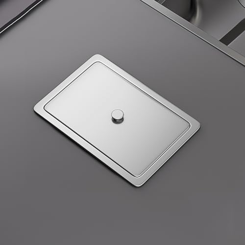 Stainless Steel Countertop Trash Can Lid Only, Recessed Garbage Bin Cover, 12x8in Silver Trash Can Lid for Kitchen & Bathroom (29.5x19.5cm)
