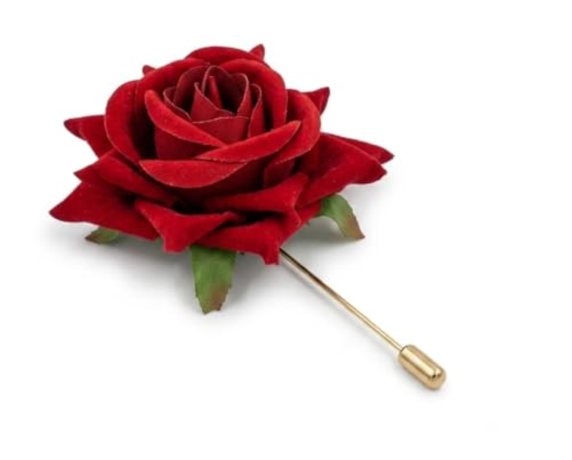 Red Handmade Fabric Rose Lapel Pin, Wedding Brooch
