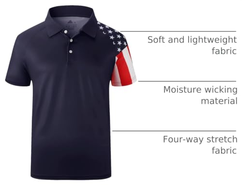 Image of ZITY Men's Golf Short Sleeve Moisture Wicking Polos with Print Patterns