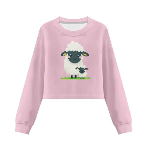 Girls Crop Tops Long Sleeve Cute Design Dancing Top Printed Fashion Pullover Sweatshirts for 5-14 Years4