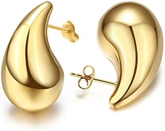 Gold Teardrop Chunky Earrings for Women Trendy Hoop Earring Set Bottega Earring Dupes, Earrings
