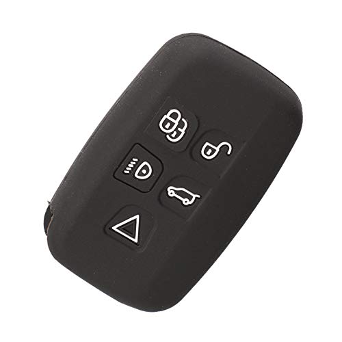 Happyit Silicone Car Key Cover Case Suitable for Land Rover RANGE ROVER SPORT Evoque Freelander 2 DISCOVER Discovery 5 Buttons (Black)
