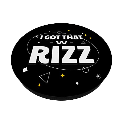 Ask Me About My Rizz I Got That W Rizz Funny Ironic Meme PopSockets Swappable PopGrip, Black - Image 2