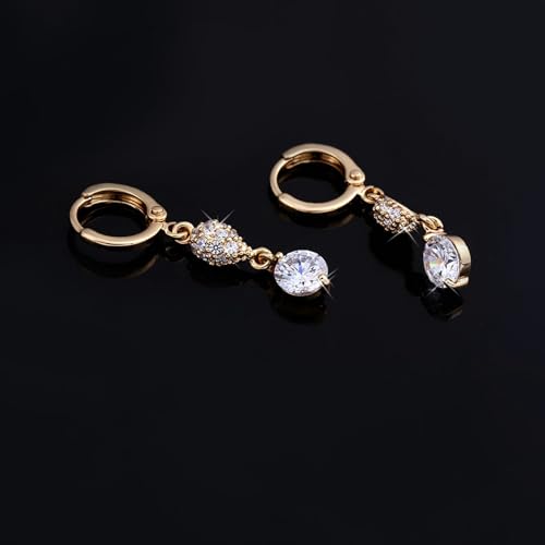 Pendientes de oro de 9k con moissanita elegante aro largo de lujo 3