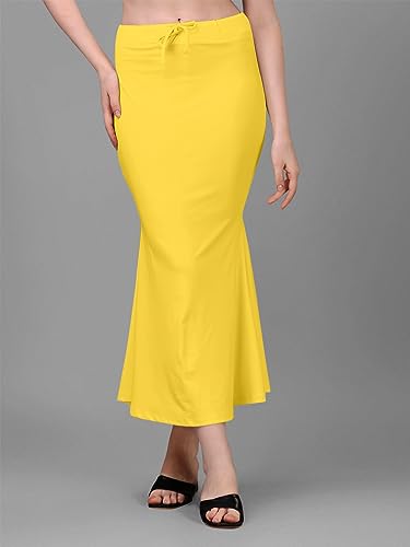 Image of Women's Saree Shapewear Petticoat, Cotton Blend Stretchable Mermaid Skirt, High Waist Tummy Control, Smooth Curve Fit with Adjustable Drawstring