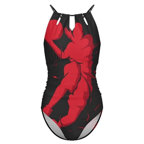Monokini rouge imprimé ballon de basket idéal pour le beachwear