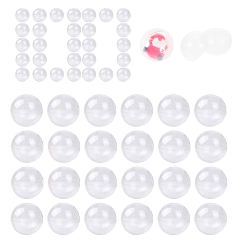 JINJUMEI 100 Pièces Boules en Acrylique Transparentes à Remplir, Mini Boules en Plastique Transparentes 2.8cm Boules Rondes en Acrylique pour Machines à Jouets...