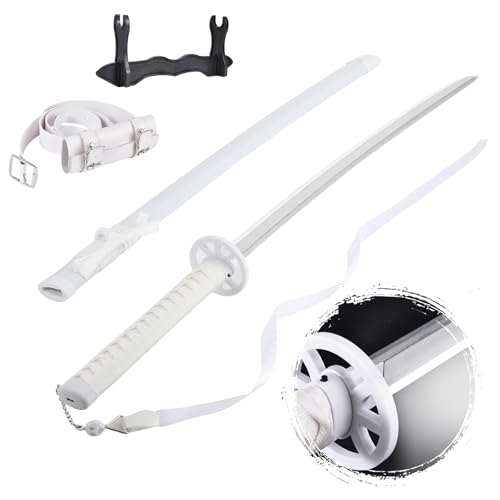 LMSWIGU Espada Katana iluminada de 40 pulgadas, réplica de espada samurái de plástico LED recargable con cinturón y soporte de exhibición, accesorio de cosplay para fanáticos del anime, accesorio de