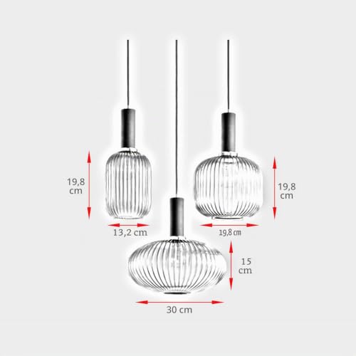 Lámpara colgante de vidrio E27 para eliminar reflejos con luz de techo regulable 5