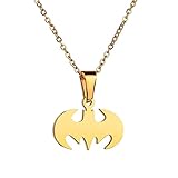 バットペンダントネックレス メンズ レディース ステンレススチール ゴールド シルバー 軽量 ファッション アニメ ゴス クール ヒッピー バット マン ネックレス コスプレ ジュエリー ギフト ティーンガールズ ボーイズ, 金属, 不明