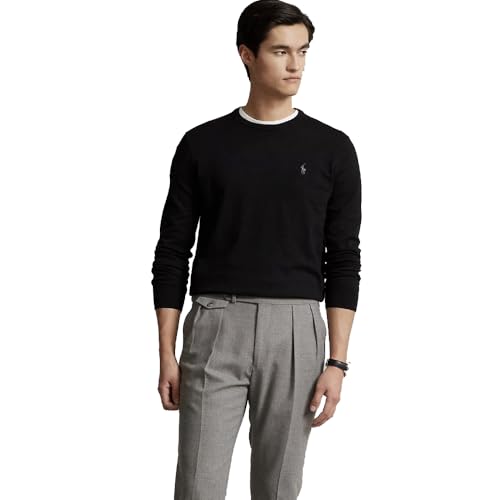 Ralph Lauren Jersey de algodón Slim Fit (FR/ES, Letras, XXL, Regular, Regular, Negro)