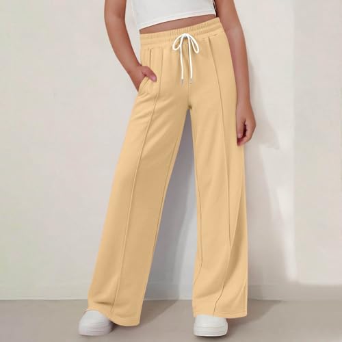 Girls Sweatpants Size 10-12 Summer Drawstring High Waisted Wide Leg Pants Casual Loose Sweat Pants Workout Joggers2