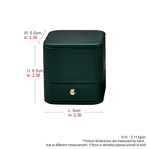 Leather Ring Box Jewelry Gift Box Ring Holder For Birthday, Proposal, Engagement,Wedding, Valentine's Day Gifts (Green)