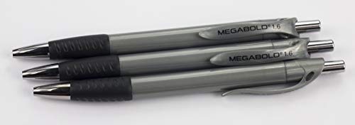 Promarx Megabold Retractable Ballpoint Pens With Comfort Grip, 1.6 Mm, Black, 3 Count #TOP1
