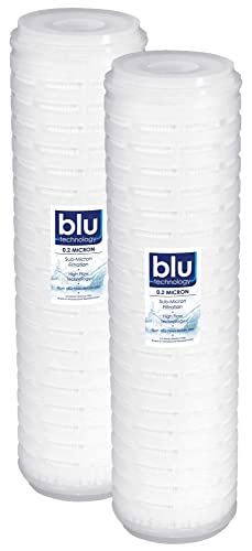 Blu Tech 10 Inch High Flow RV Water Filter 2 Pack, 0.2 Micron, 2.5