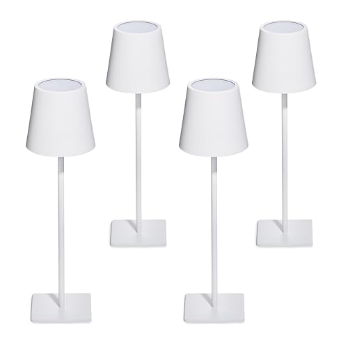 camden reed cordless portable led table lamp, rechargeable battery desk lamp, 3 different lighting modes, modern minimal design for couple dinner/coffee table/restaurant/bedroom (set of 4, white)