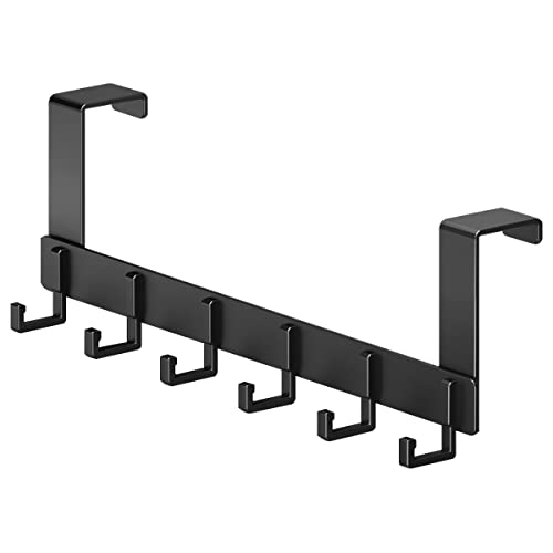 Mlihove Over The Door Hooks - 6-Hooks, Heave Duty Over The Door Hanger, Over The Door Towel Rack, Door Coat Hanger, Door Hooks For Hanging Clothes/Towels/Coats/Backpack/Hat(Black) #TOP30