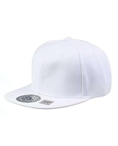 NYFASHION101 Plain Blank Flat Bill Adjustable Snapback Cap Hat - White