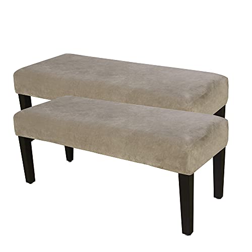 LUSHVIDA Velvet Dining Room Bench Covers - Soft Stretch Spandex Upholstered Bench Slipcover, Removable Washable Bench Seat Furniture Protector for Living Room and Kitchen, 2 Pack