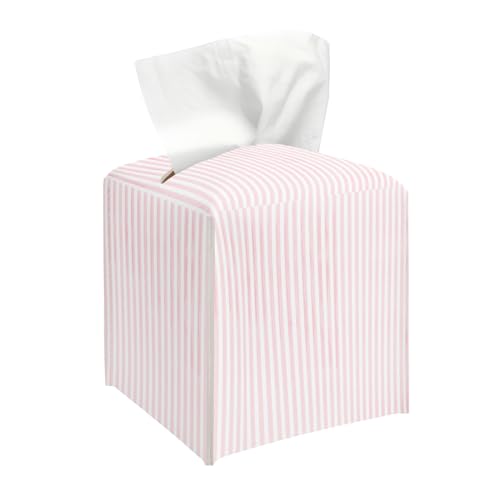 Pink Tissue Box Cover Cute Tissue Holder Square with Bottom Belt for Home Bathroom Office Vanity Countertop Housewarming Gifts Ideas for Women Friends Mom Bestie -13