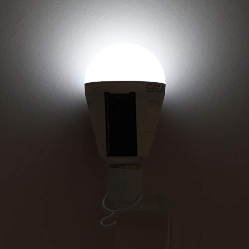 Vvikizy Ampoule Solaire LED, Batterie Haute luminosité 1200 MAh IP65 E27 Culot à Vis avec 3 Panneaux Solaires pour éclairage Domestique D'urgence de Camping en Plein Air (7w) – vue 6