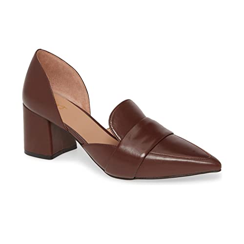 FOWT D'Orsay High Heels Pumps for Women Side Cut Out Loafers Lightweight Pointed Toe Two Toned Shoes Slip On Faux Leather Dress Comfy Casual Office Walking Pumps Size 4-16 US