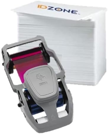 Zebra 800100-150LT Color Ribbon YMCKO - 200 Print for ZC100LT Series Printers with 500 ID Zone Premium White Blank Plastic CR80 30 Mil PVC Cards