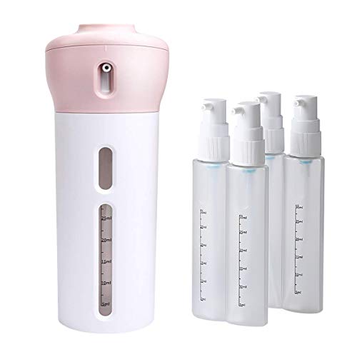Preisvergleich Produktbild 4-in-1 Reiseflaschen-Set Reise Sprühflasche auslaufsicherer Reisebehälter Reiseset Kosmetik Toilettenartikel für Shampoo,Lotion,DuschgelTSA-Zertifiziert (Pink)
