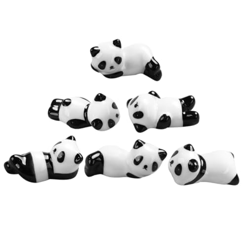 FUNNETOYU 6個 製のパンダ形箸置き 耐久性に優れたセラミック素材 箸やスプーンのサポートに 卓上用おしゃれ箸ホルダー 家やレストランの食卓