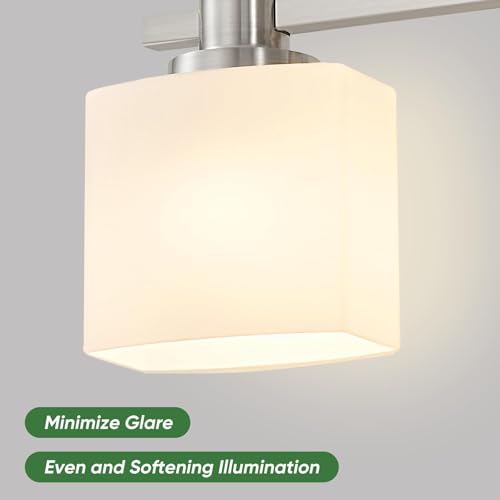 Image of 15 Inch Brushed Nickel Vanity Light for Bathroom 2 Light Bathroom Light Fixtures Over Mirror Milk Glass Makeup Shower Lamp Farmhouse Wall Sconce