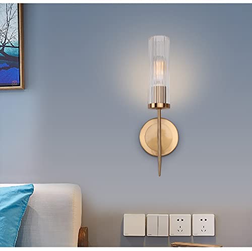 Chambre lumière postmoderne 5W LED avec applique dorée en verre ciselé