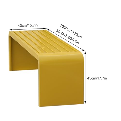 Banco de jardín de Hierro sin Respaldo, Resistente a la Intemperie, de 99 cm (39,4 Pulgadas), Asiento Exterior Colorido para Parques y porches, Ideal para áreas de Juego Infantiles y Jardine