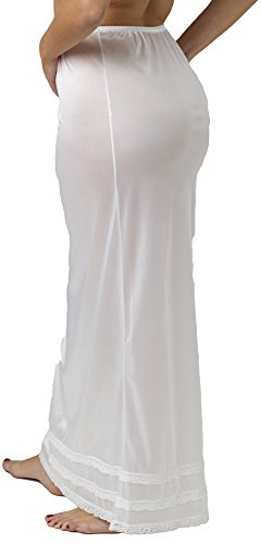 Underworks Nylon Maxi Length Half Slips With Snip A Length White X-Large #TOP1