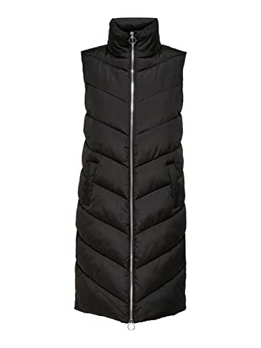 JDY Damen Winter Weste JDYFINNO lange wattierte Puffer Stepp Jacke mit Zip...