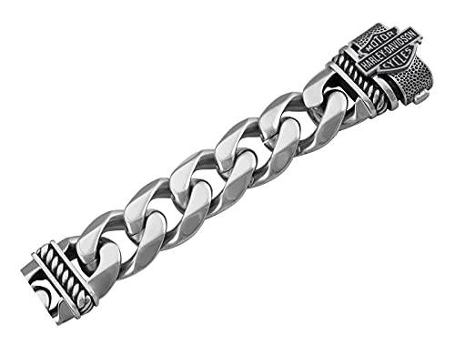 Harley-Davidson Men's Bar & Shield Curb Link Stainless Steel Metal Bracelet2