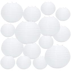 Lamparas Nube Ikea HASUDEI 20 Piezas Farolillos De Papel Blanco Farolillos De Papel Redondos Pantalla De Papel Farolillos De Papel Farolillos De Papel para Decoración De Fiestas Bodas Decoración Navideña (4 Tamaños)