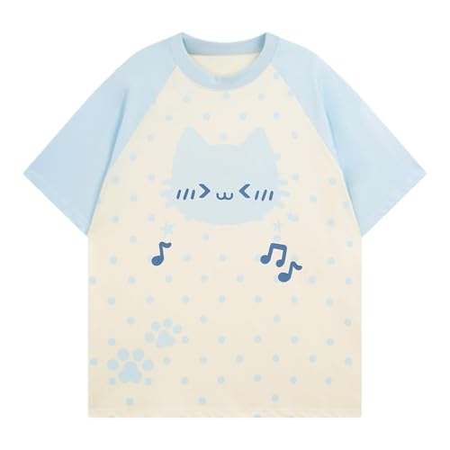 Image of Y2K Cutecore Kawaii Teen Shirt Coquette Harajuku Oversize Japan Cat Print Cute Tshirt Top Clothes