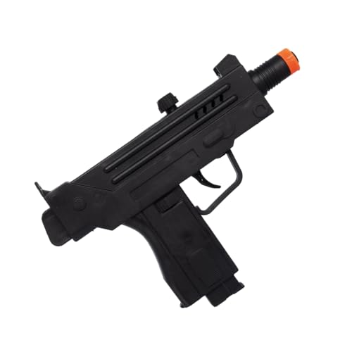 P’TIT Clown - 24349 - Faux Mini Pistolet Uzi à Silex - Accessoire de Déguisement Carnaval, Halloween, Cosplay, Film, Spectacle, Fêtes Costumées - Plastique - 18 cm - Noir