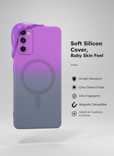 Image of amazon basics Gradient Mag-Safe Case for Samsung Galaxy S20FE 5G | Soft Silicone Shockproof Cover with Camera Protection | Slim Lightweight Design | Smooth Touch & Durable - Purple & Gray