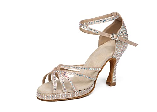 Sandales à plateforme pour femme beige 40.5 EU avec strass et talons