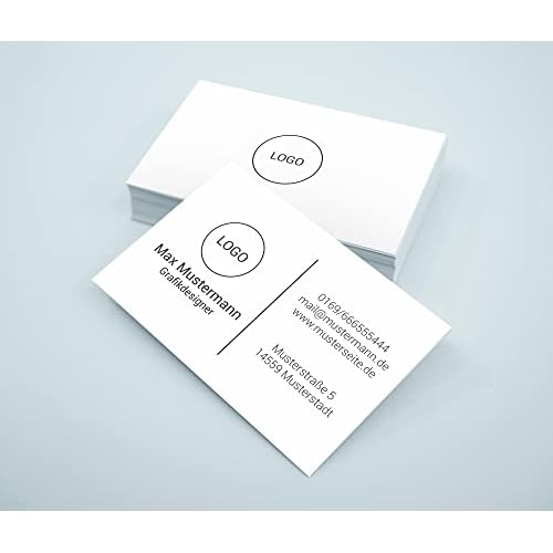 100-10 Tsd Visitenkarten erstellen und auf premium Papier drucken lassen | 85 x 55 mm Karten auf 350g Kraftpapier | Visitenkarte mit Foto oder Logo beidseitig bedruckbar selbst gestalten