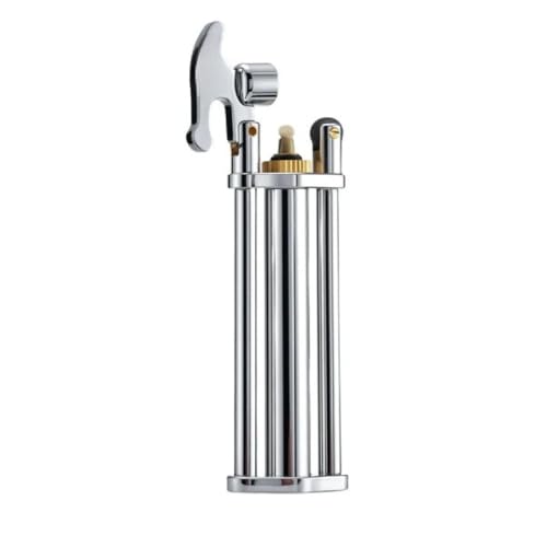 Image of Smoke King Triple Column Stick Lighter | Vintage Mechanical Chrome Lighter | Refillable | Premium Long Body Design | Gift for Men & Collectors