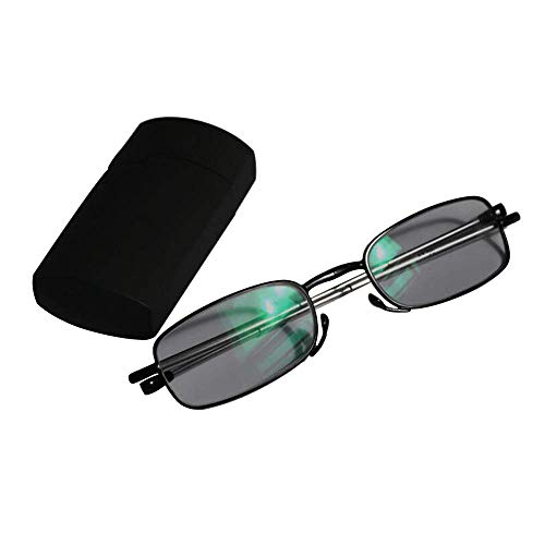 ZoliTime Plegable de bolsillo mini lector optico transición fotocromáticos miopía hipermetropía anteojos de lectura + RX - RX Custom fuerza con estuche plegable UV400 gafas de sol