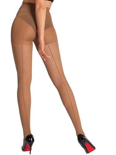 Image of HOTBOSS Unbelievable Durability Tights, Rip Resistant Pantyhose, Semi Sheer Backseam Tights for Women under Dress