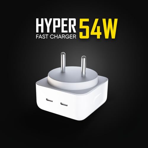 Image of Vismac Hyper 54W Dual Type-C PD Fast Charger, Smart Power Distribution, Overheat & Overvoltage Protection, Compact Travel Adapter, Fast Charging for iPhone, Android, Tablets & USB-C Devices