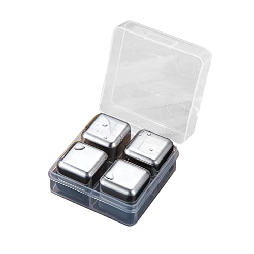 4 Pcs Square Ice Cubes Ice Stones Stainless Steel Ice Cubes