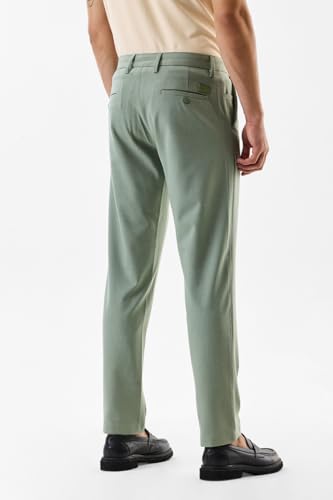Image of SNITCH Men Chinos | Slim Fit Mid Rise Solid Pattern | Cotton Blend with Medium Stretch & Smooth Texture | Button & Zip Closure for Casual & Street Wear