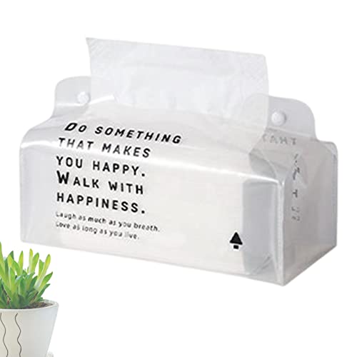 Odavom Cubierta de Tejido | Porta Pañuelos Transparente para Baño con Estampado de Letras | Caja de pañuelos para Sala de Estar, Caja de Papel de Almacenamiento Plegable de Escritorio, Cubierta