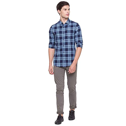 Image of Spykar Men's Checked Slim Fit Shirt
